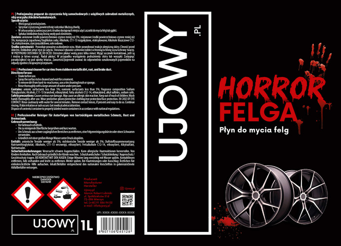 HORROR FELGA Ujowy płyn do mycia felg 1L